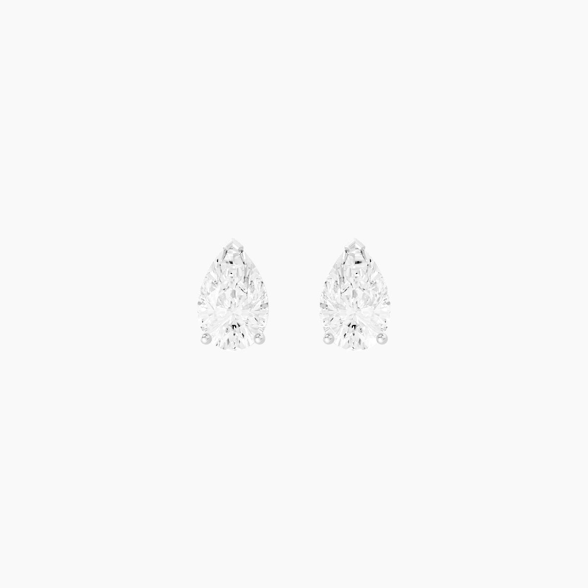 18k White Gold 1ct Pear White Lab Diamond Stud Earrings