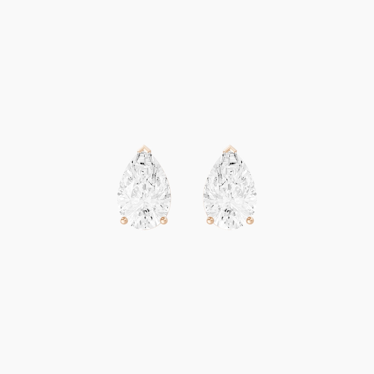 18k Rose Gold 2ct Pear White Lab Diamond Stud Earrings