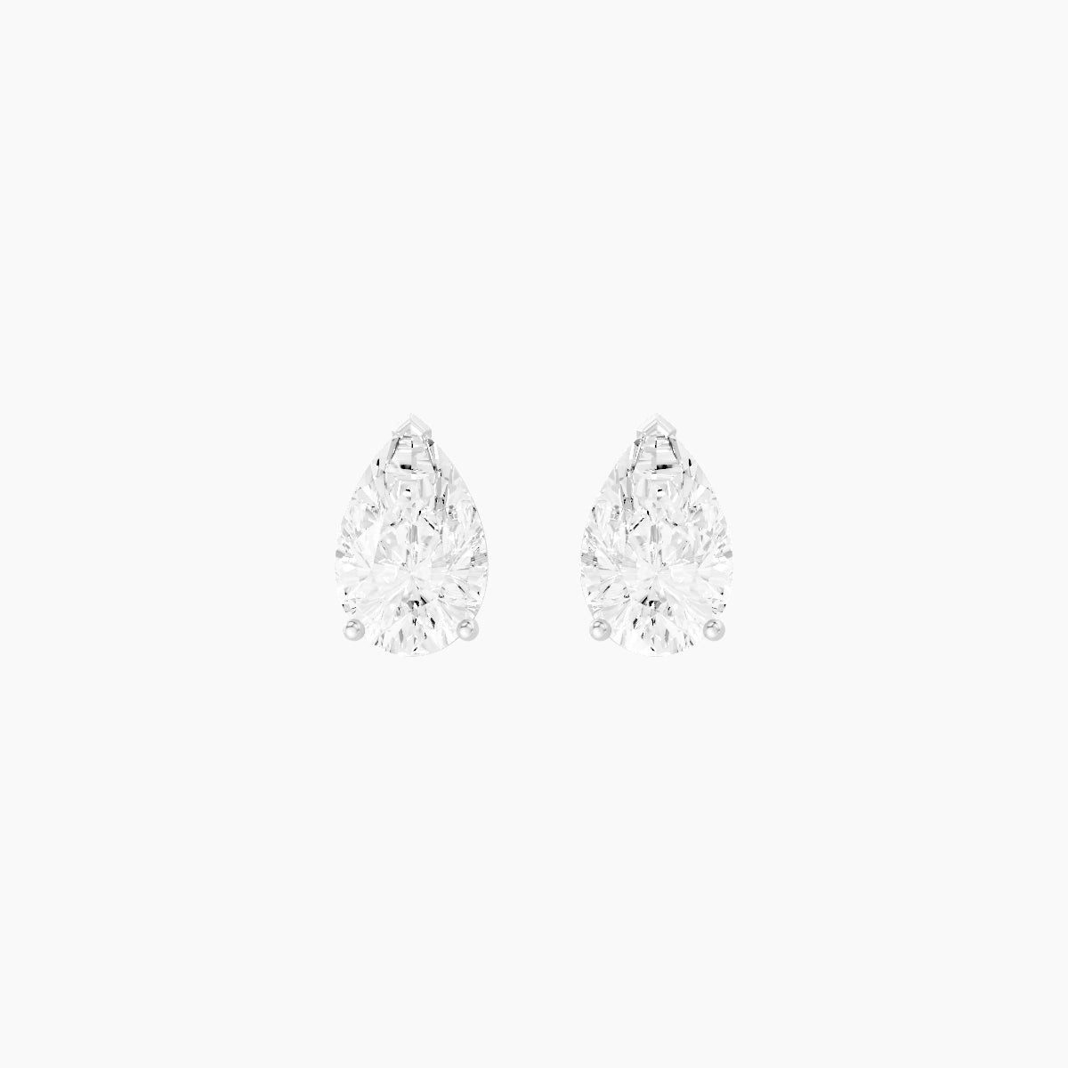 18k White Gold 2ct Pear White Lab Diamond Stud Earrings