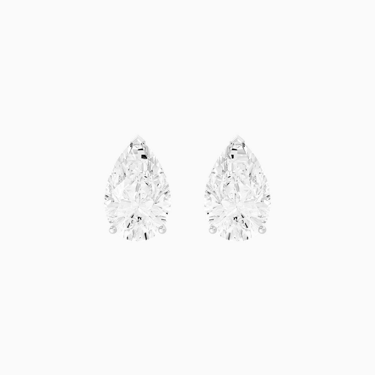 18k White Gold 3ct Pear White Lab Diamond Stud Earrings