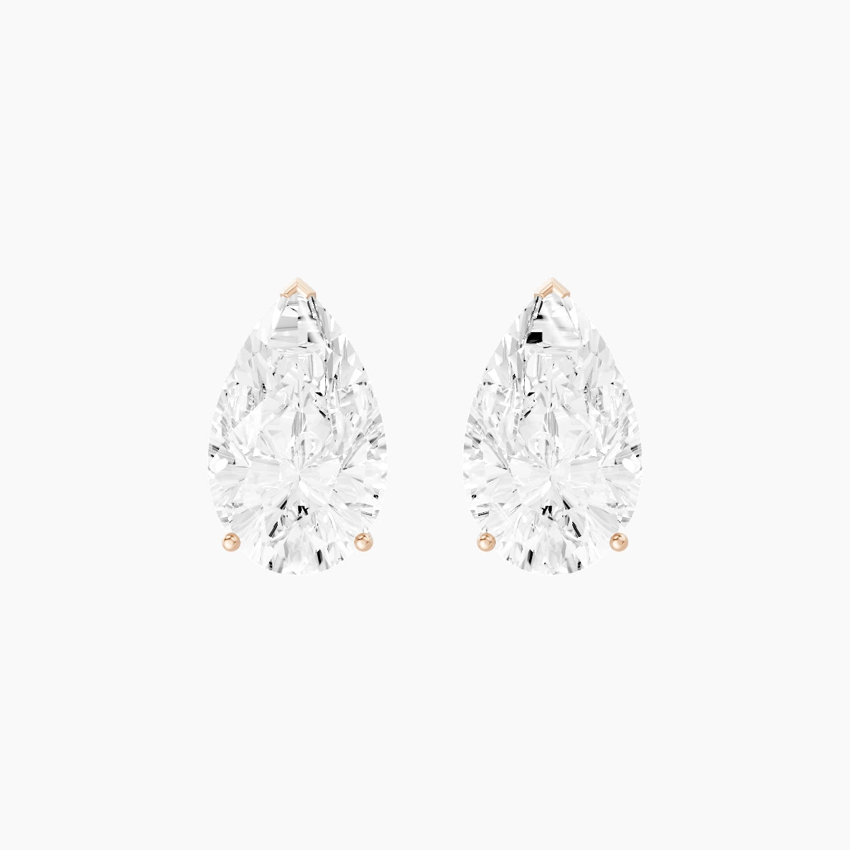 18k Rose Gold 5ct Pear White Lab Diamond Stud Earrings
