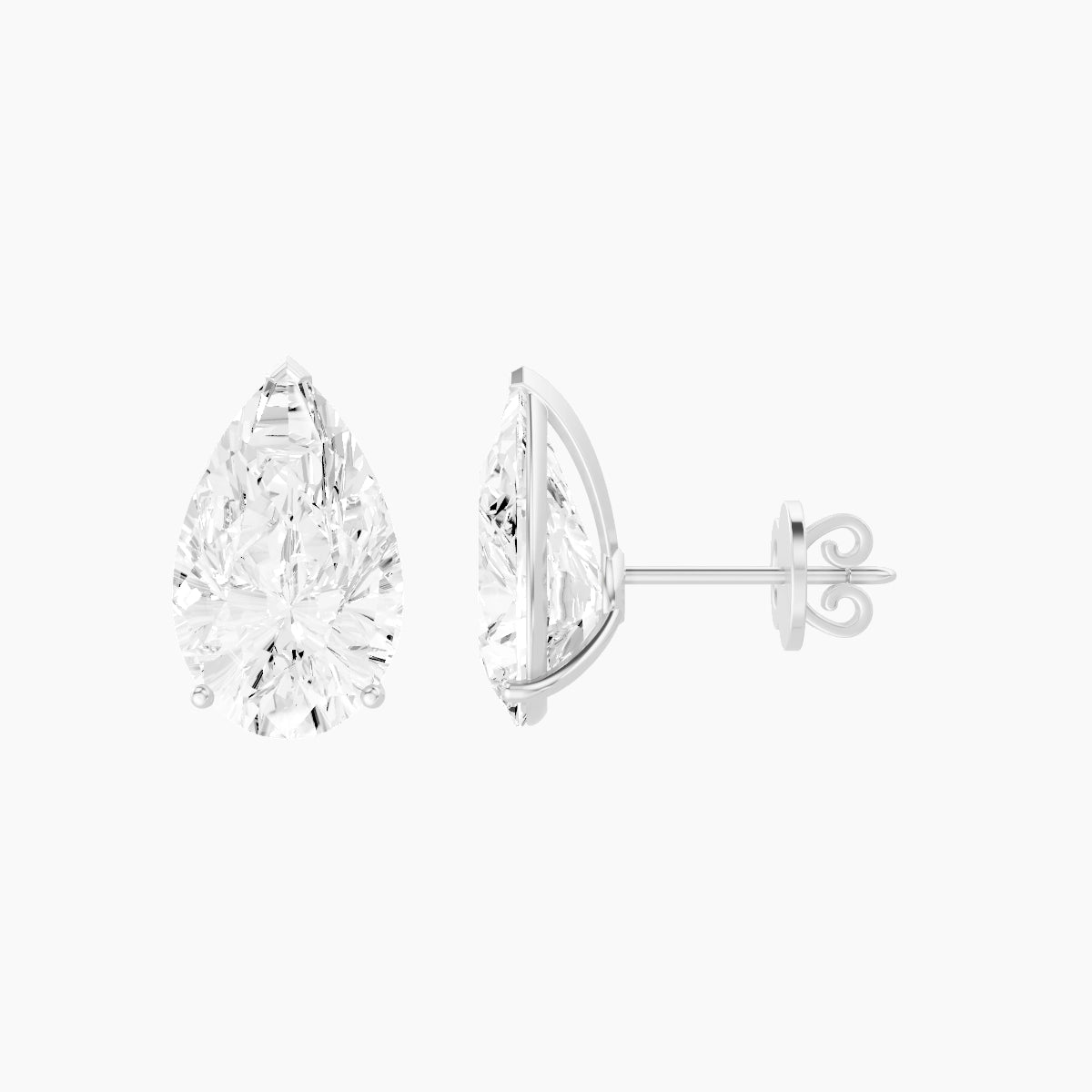 18k White Gold 5ct Pear White Lab Diamond Stud Earrings