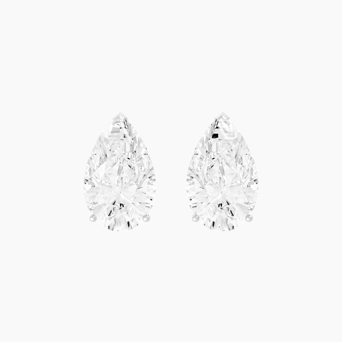 18k White Gold 5ct Pear White Lab Diamond Stud Earrings