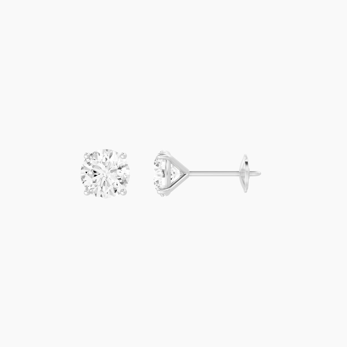 18k White Gold 1ct Round White Lab Diamond Stud Earrings