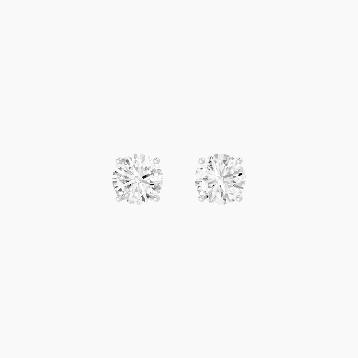 18k White Gold 1ct Round White Lab Diamond Stud Earrings