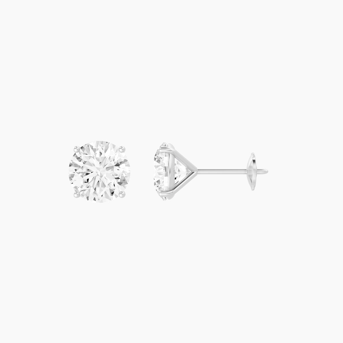 18k White Gold 2ct Round White Lab Diamond Stud Earrings