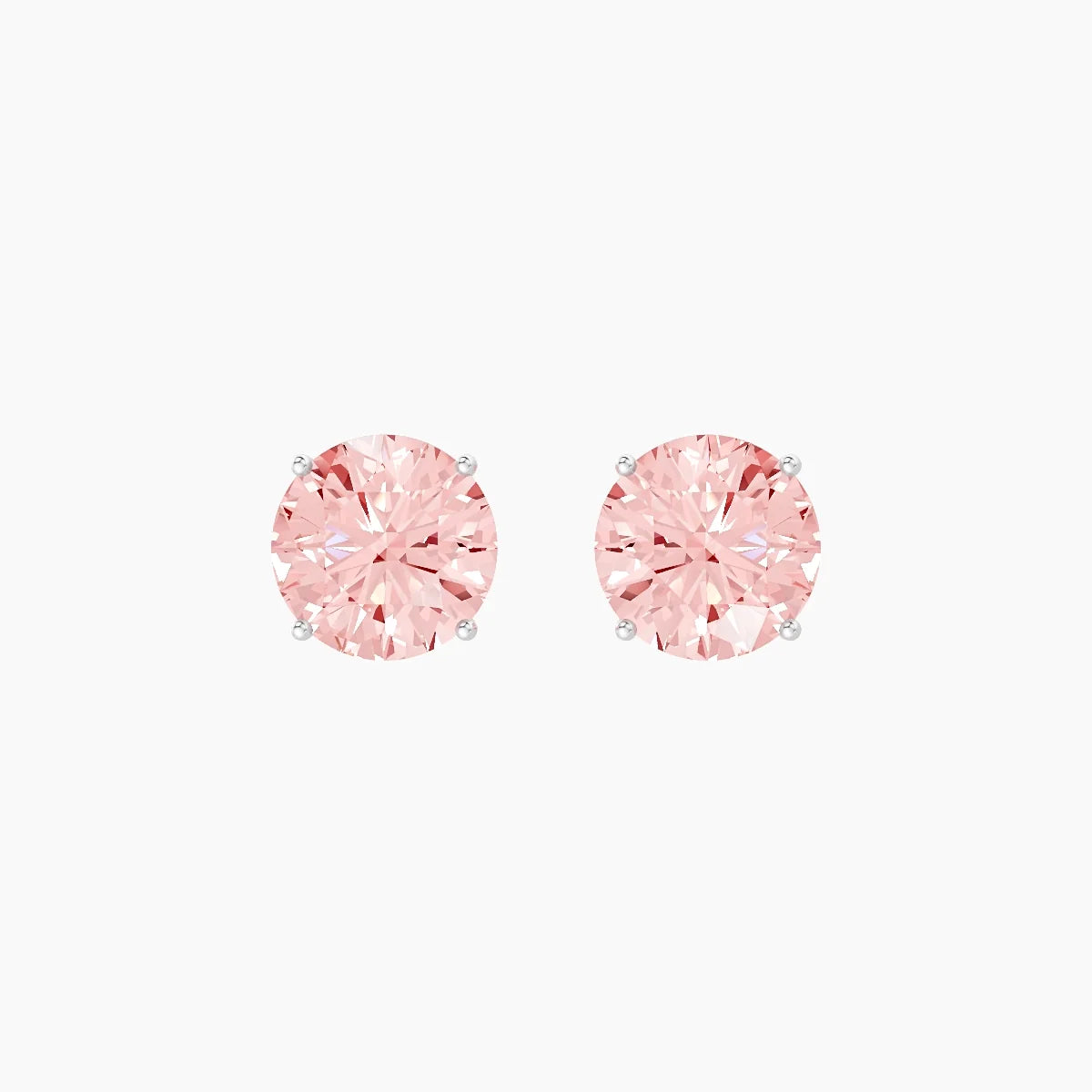 18k White Gold 3ct Round Pink Lab Diamond Stud Earrings