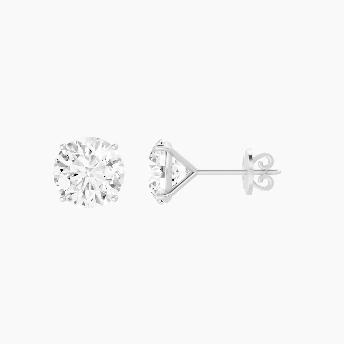 18k White Gold 3ct Round White Lab Diamond Stud Earrings