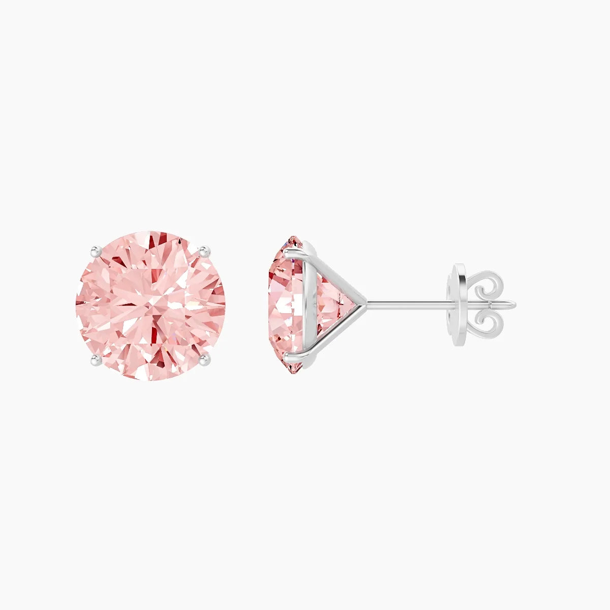 18k White Gold 5ct Round Pink Lab Diamond Stud Earrings
