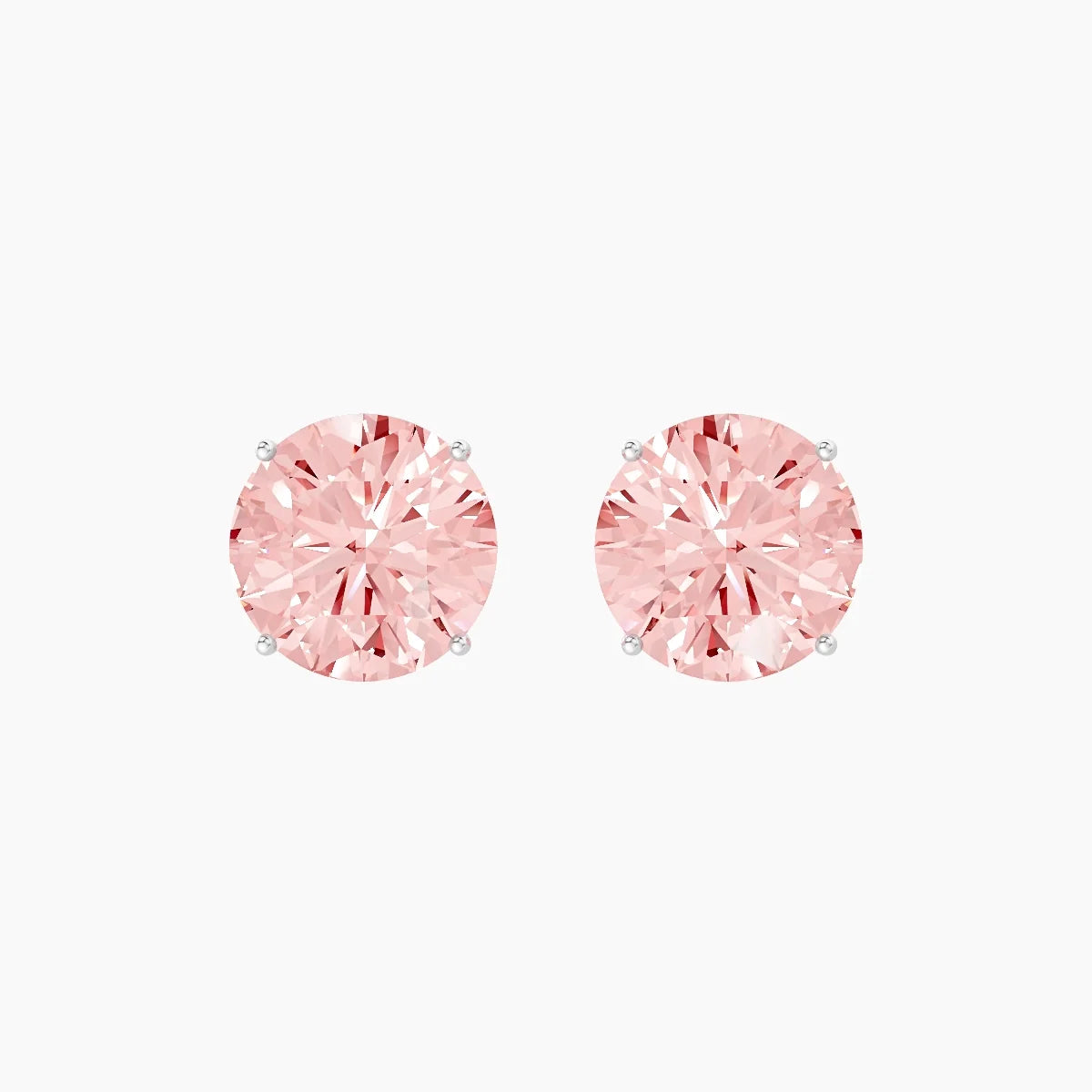 18k White Gold 5ct Round Pink Lab Diamond Stud Earrings