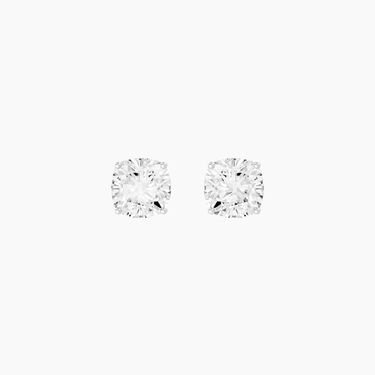 18k White Gold 2ct Square Cushion White Lab Diamond Stud Earrings