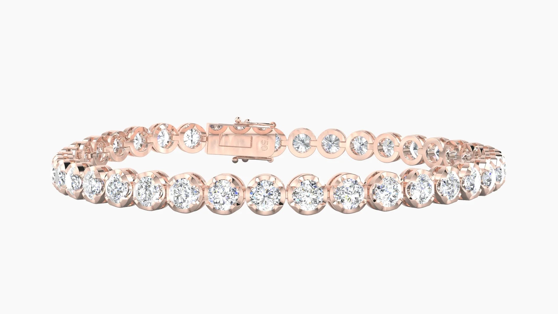 Wide Prong Setting | 18k Rose Gold 3.4 mm White Lab Diamond Round Tennis Bracelet